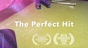Poster "The Perfect Hit" a desk top with screw drivers and a multitool